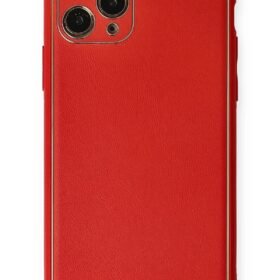 iPhone 11 Pro Max Kılıf Coco Deri Silikon Kapak - Kırmızı-(5796)