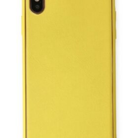 iPhone XS Max Kılıf Coco Deri Silikon Kapak - Sarı-(5796)