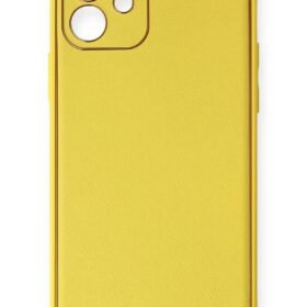 iPhone 12 Kılıf Coco Deri Silikon Kapak - Sarı-(5796)