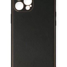 iPhone 12 Pro Kılıf Coco Deri Silikon Kapak - Siyah-(5796)