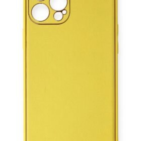 iPhone 12 Pro Kılıf Coco Deri Silikon Kapak - Sarı-(5796)