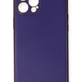 iPhone 12 Pro Kılıf Coco Deri Silikon Kapak - Mor-(5796)
