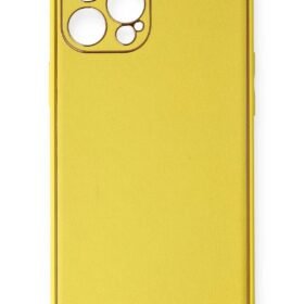 iPhone 12 Pro Max Kılıf Coco Deri Silikon Kapak - Sarı-(5796)