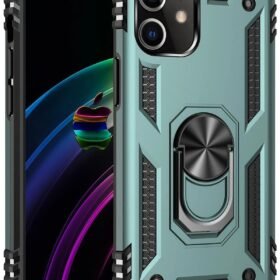 iPhone 12 Kılıf Sofya Yüzüklü Silikon Kapak - Yeşil-(5796)