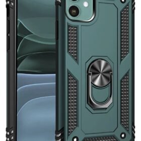 iPhone 11 Kılıf Sofya Yüzüklü Silikon Kapak - Yeşil-(5796)