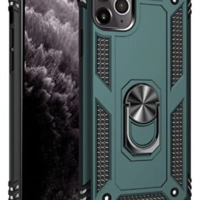 iPhone 11 Pro Kılıf Sofya Yüzüklü Silikon Kapak - Yeşil-(5796)