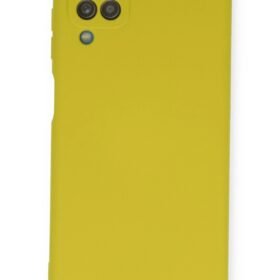 Samsung Galaxy A12 Kılıf Nano içi Kadife Silikon - Sarı-(5796)