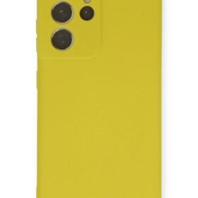 Samsung Galaxy S21 Ultra Kılıf Nano içi Kadife Silikon - Sarı-(5796)