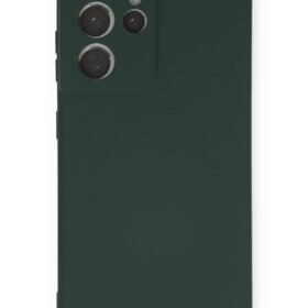 Samsung Galaxy S21 Ultra Kılıf Nano içi Kadife Silikon - Koyu Yeşil-(5796)