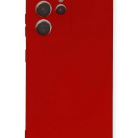Samsung Galaxy S21 Ultra Kılıf Nano içi Kadife Silikon - Kırmızı-(5796)