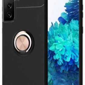 Samsung Galaxy S21 Plus Kılıf Range Yüzüklü Silikon - Siyah-Gold-(5796)