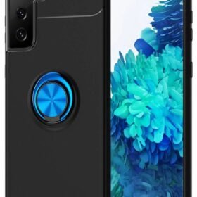 Samsung Galaxy S21 Plus Kılıf Range Yüzüklü Silikon - Siyah-Mavi-(5796)