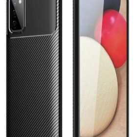 Samsung Galaxy A02S Kılıf Auto Focus Karbon Kapak - Siyah-(5796)