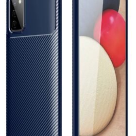 Samsung Galaxy A02S Kılıf Auto Focus Karbon Kapak - Lacivert-(5796)