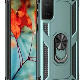 Samsung Galaxy S21 Kılıf Sofya Yüzüklü Silikon Kapak - Yeşil-(5796)