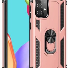 Samsung Galaxy A32 Kılıf Sofya Yüzüklü Silikon Kapak - Rose-(5796)