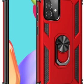 Samsung Galaxy A52 Kılıf Sofya Yüzüklü Silikon Kapak - Kırmızı-(5796)