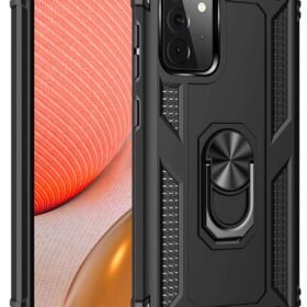 Samsung Galaxy A72 Kılıf Sofya Yüzüklü Silikon Kapak - Siyah-(5796)