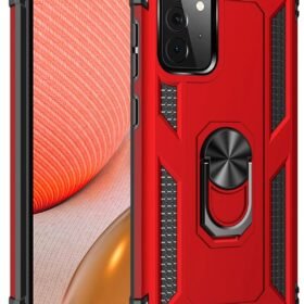 Samsung Galaxy A72 Kılıf Sofya Yüzüklü Silikon Kapak - Kırmızı-(5796)