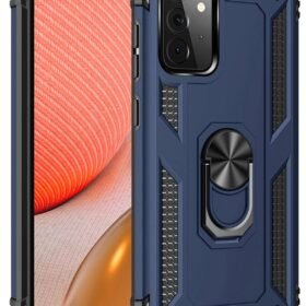 Samsung Galaxy A72 Kılıf Sofya Yüzüklü Silikon Kapak - Lacivert-(5796)