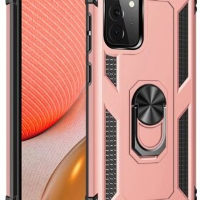 Samsung Galaxy A72 Kılıf Sofya Yüzüklü Silikon Kapak - Rose-(5796)