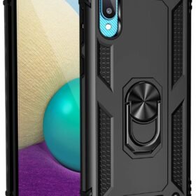 Samsung Galaxy A02 Kılıf Sofya Yüzüklü Silikon Kapak - Siyah-(5796)