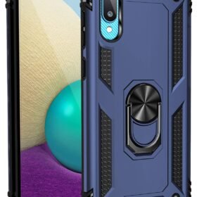 Samsung Galaxy A02 Kılıf Sofya Yüzüklü Silikon Kapak - Lacivert-(5796)