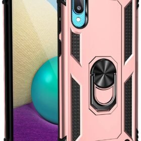 Samsung Galaxy A02 Kılıf Sofya Yüzüklü Silikon Kapak - Rose-(5796)