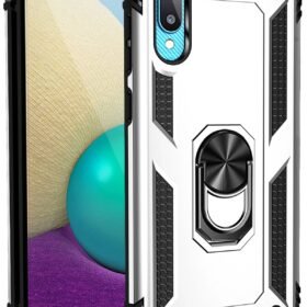 Samsung Galaxy A02 Kılıf Sofya Yüzüklü Silikon Kapak - Gümüş-(5796)