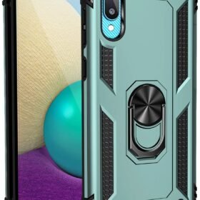 Samsung Galaxy A02 Kılıf Sofya Yüzüklü Silikon Kapak - Yeşil-(5796)