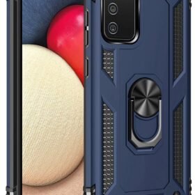 Samsung Galaxy A02S Kılıf Sofya Yüzüklü Silikon Kapak - Lacivert-(5796)