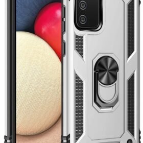 Samsung Galaxy A02S Kılıf Sofya Yüzüklü Silikon Kapak - Gümüş-(5796)