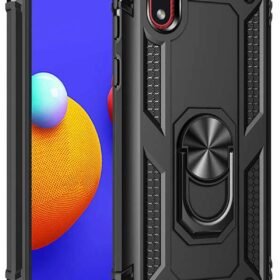 Samsung Galaxy A01 Core Kılıf Sofya Yüzüklü Silikon Kapak - Siyah-(5796)