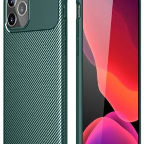 iPhone 11 Pro Max Kılıf Auto Focus Karbon Kapak - Yeşil-(5796)
