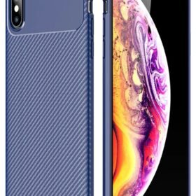 iPhone XS Max Kılıf Auto Focus Karbon Kapak - Lacivert-(5796)