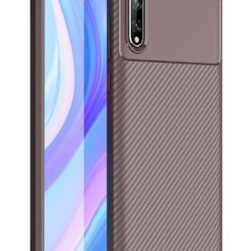 Huawei P Smart S Kılıf Auto Focus Karbon Kapak - Kahverengi-(5796)