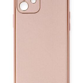 iPhone 12 Kılıf Coco Deri Silikon Kapak - Pembe-(5796)