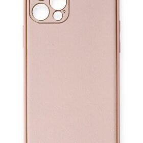 iPhone 12 Pro Kılıf Coco Deri Silikon Kapak - Pembe-(5796)