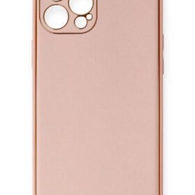 iPhone 12 Pro Max Kılıf Coco Deri Silikon Kapak - Pembe-(5796)