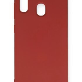 Samsung Galaxy A20 Kılıf Nano içi Kadife Silikon - Kırmızı-(5796)