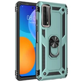 Huawei P Smart 2021 Kılıf Sofya Yüzüklü Silikon Kapak - Yeşil-(5796)