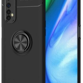 Realme 7 Kılıf Range Yüzüklü Silikon - Siyah-(5796)