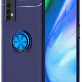 Realme 7 Kılıf Range Yüzüklü Silikon - Mavi-(5796)