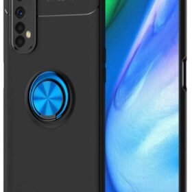 Realme 7 Kılıf Range Yüzüklü Silikon - Siyah-Mavi-(5796)