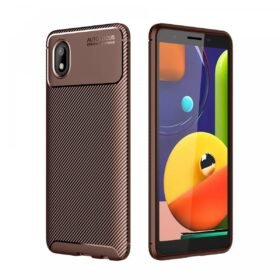 Samsung Galaxy A01 Core Kılıf Auto Focus Karbon Kapak - Kahverengi-(5796)