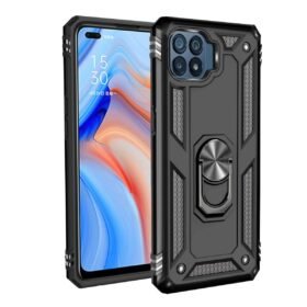 Oppo Reno 4 Lite Kılıf Sofya Yüzüklü Silikon Kapak - Siyah-(5796)