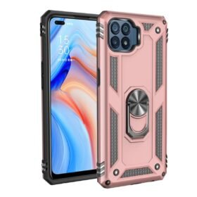 Oppo Reno 4 Lite Kılıf Sofya Yüzüklü Silikon Kapak - Rose-(5796)
