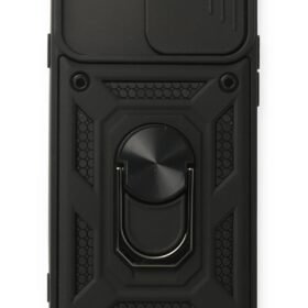 iPhone 6 Kılıf Pars Lens Yüzüklü Silikon - Siyah-(5796)