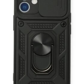 iPhone 11 Kılıf Pars Lens Yüzüklü Silikon - Siyah-(5796)
