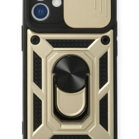 iPhone 11 Kılıf Pars Lens Yüzüklü Silikon - Gold-(5796)
